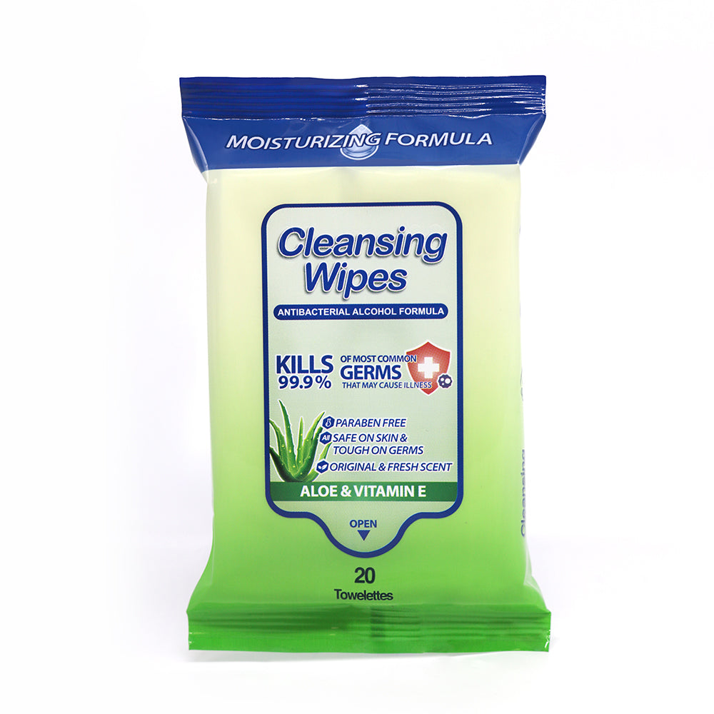 Cleansing Wipes Antibacterial with Aloe & Vitamin E - 20 towelettes